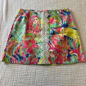 Lilly Pulitzer Multicolor Floral Print Skort with White Lace Trim